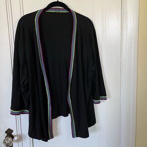 Zaftique size 3x no button black cardigan with multicolored stripe